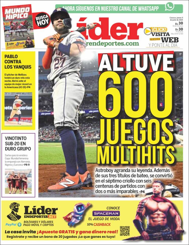 Portada de Lider en deportes (Venezuela)