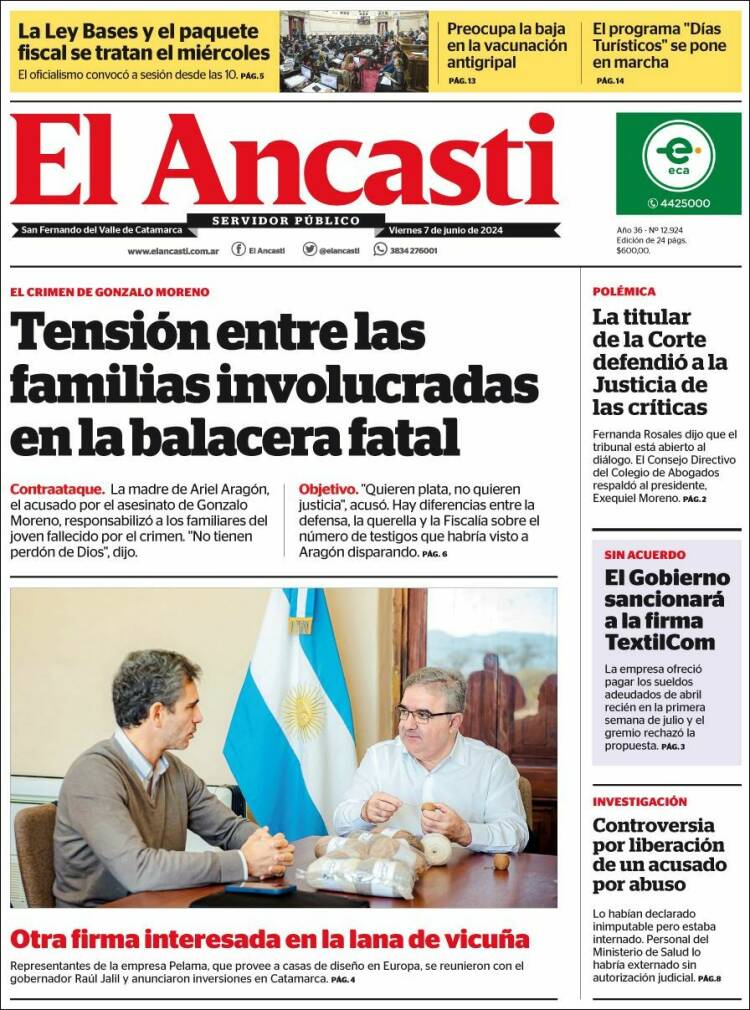 Portada de El Ancasti (Argentina)