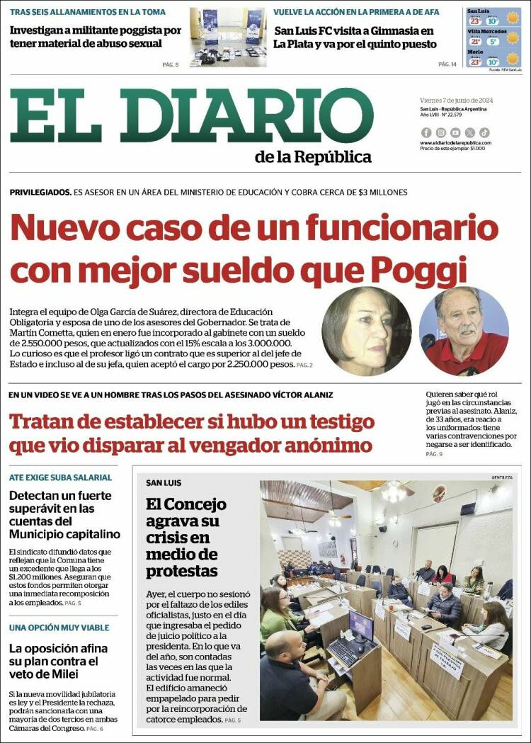 Portada de Diario de la República (Argentina)