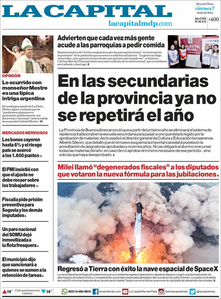 Portada de Diario La Capital - Mar del Plata (Argentina)