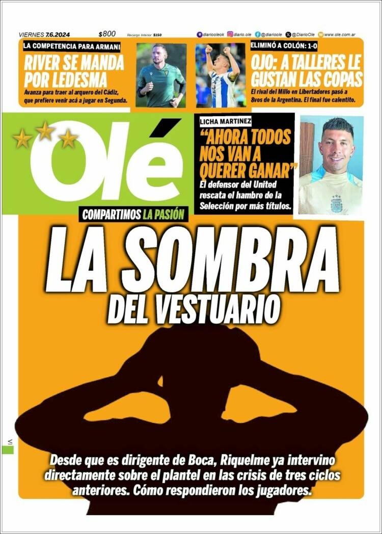 Portada de Olé (Argentina)