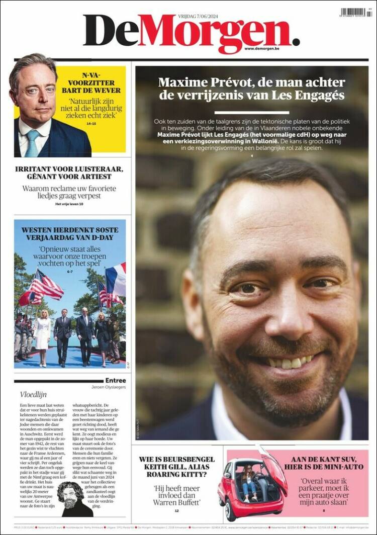 Portada de De Morgen (B&eacute;lgica)
