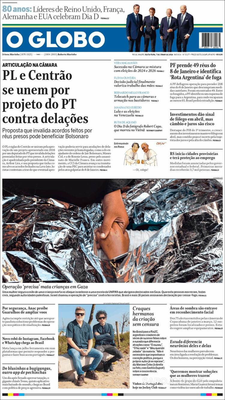 Portada de O Globo (Brasil)