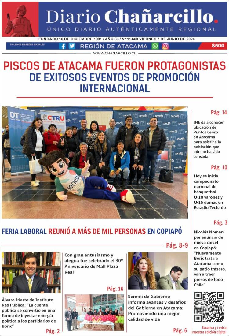 Portada de Diario Chañarcillo (Chile)