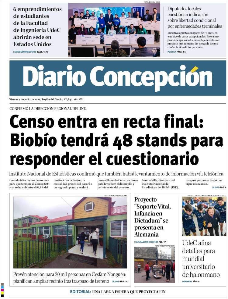 Portada de Diario de Concepción (Chile)