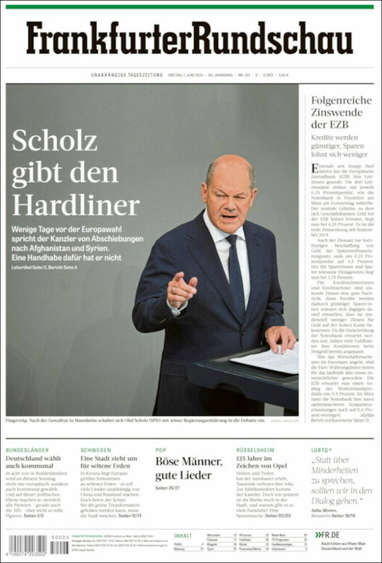 Portada de Frankfurter Rundschau (Alemania)