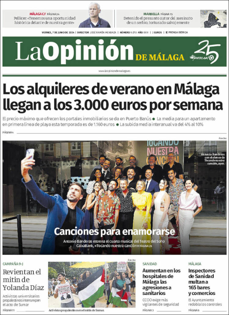 Portada de La Opinión de Málaga (España)