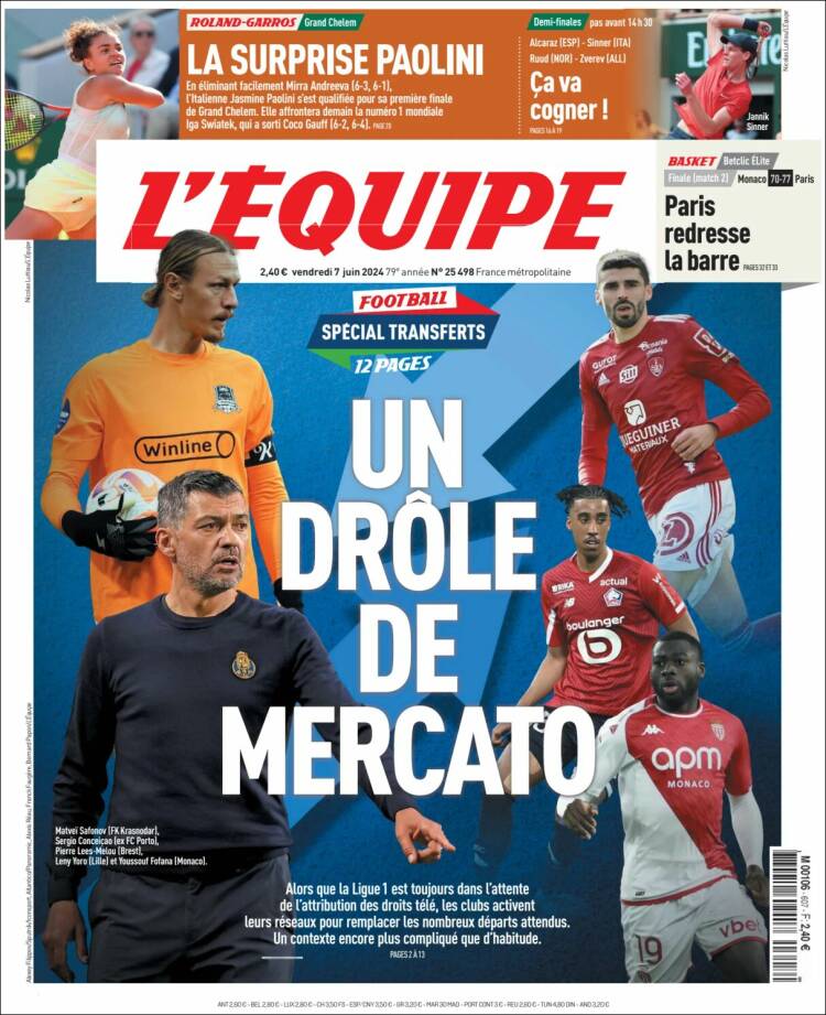 Portada de L'Equipe (Francia)