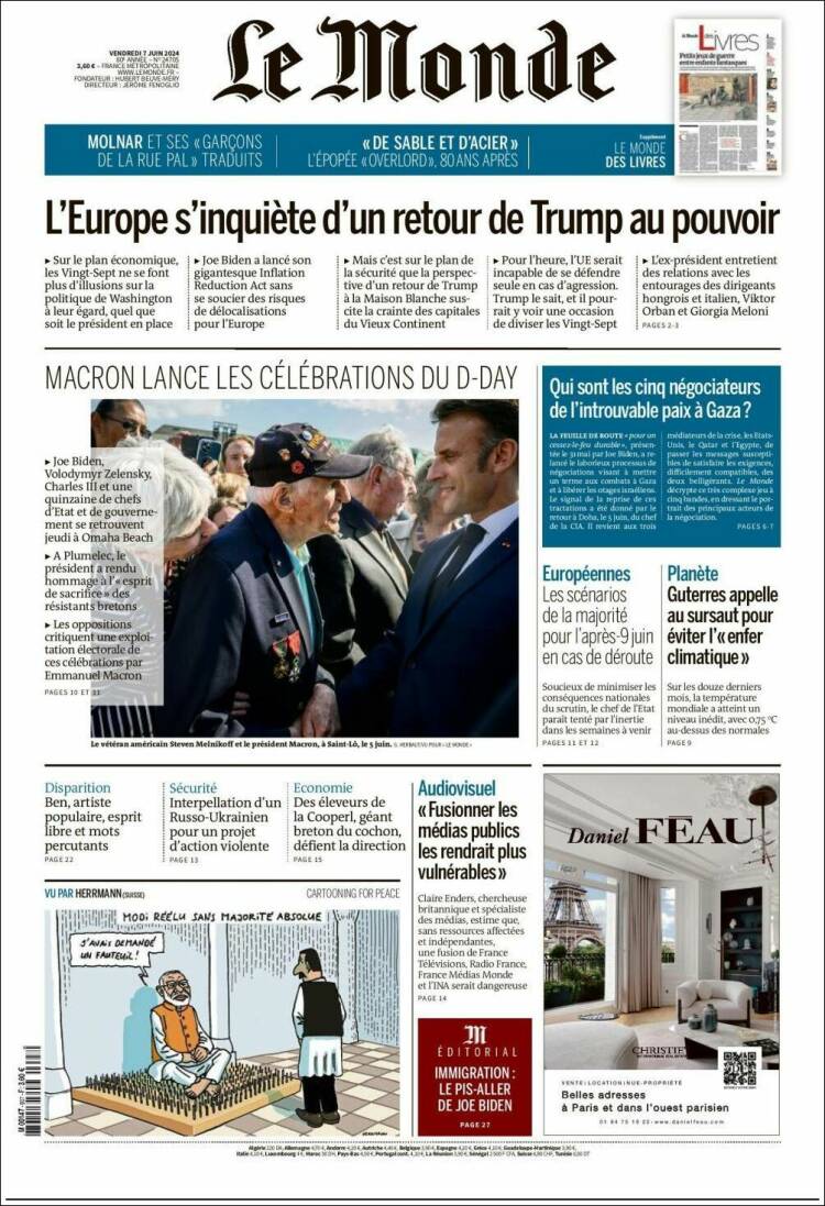 Portada de Le Monde (Francia)