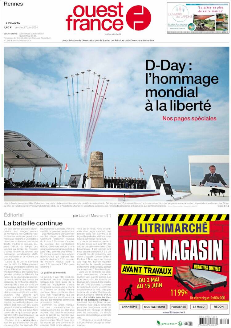 Portada de Ouest France (Francia)