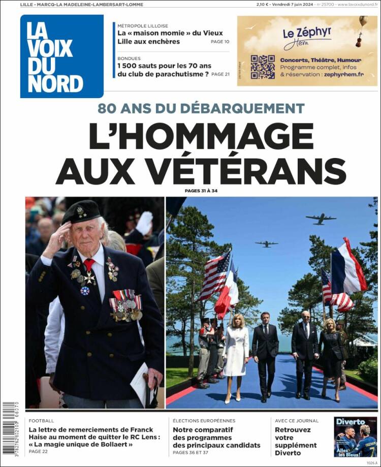 Portada de La Voix du Nord (Francia)