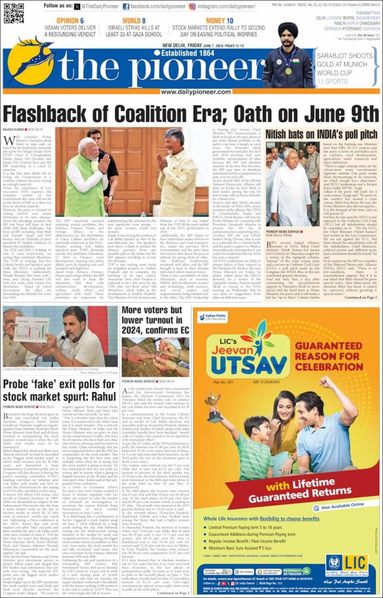 Portada de The Pioneer (India)