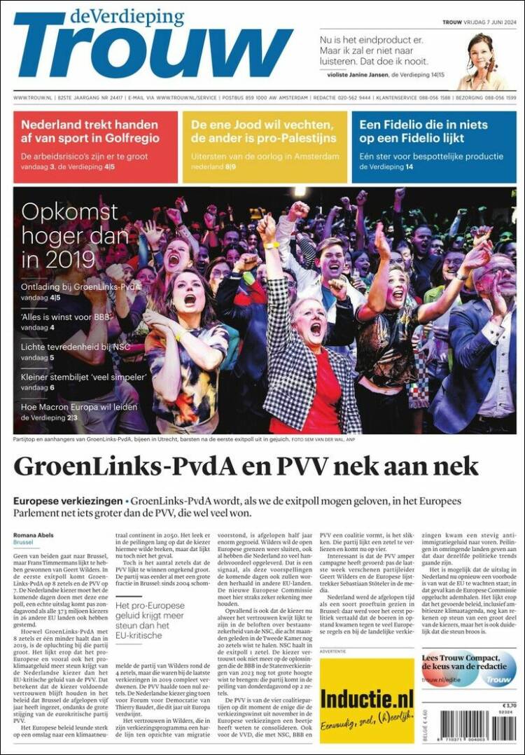 Portada de Trouw (Pa&iacute;ses Bajos)
