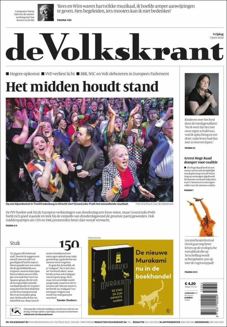 Portada de De Volkskrant (Pa&iacute;ses Bajos)