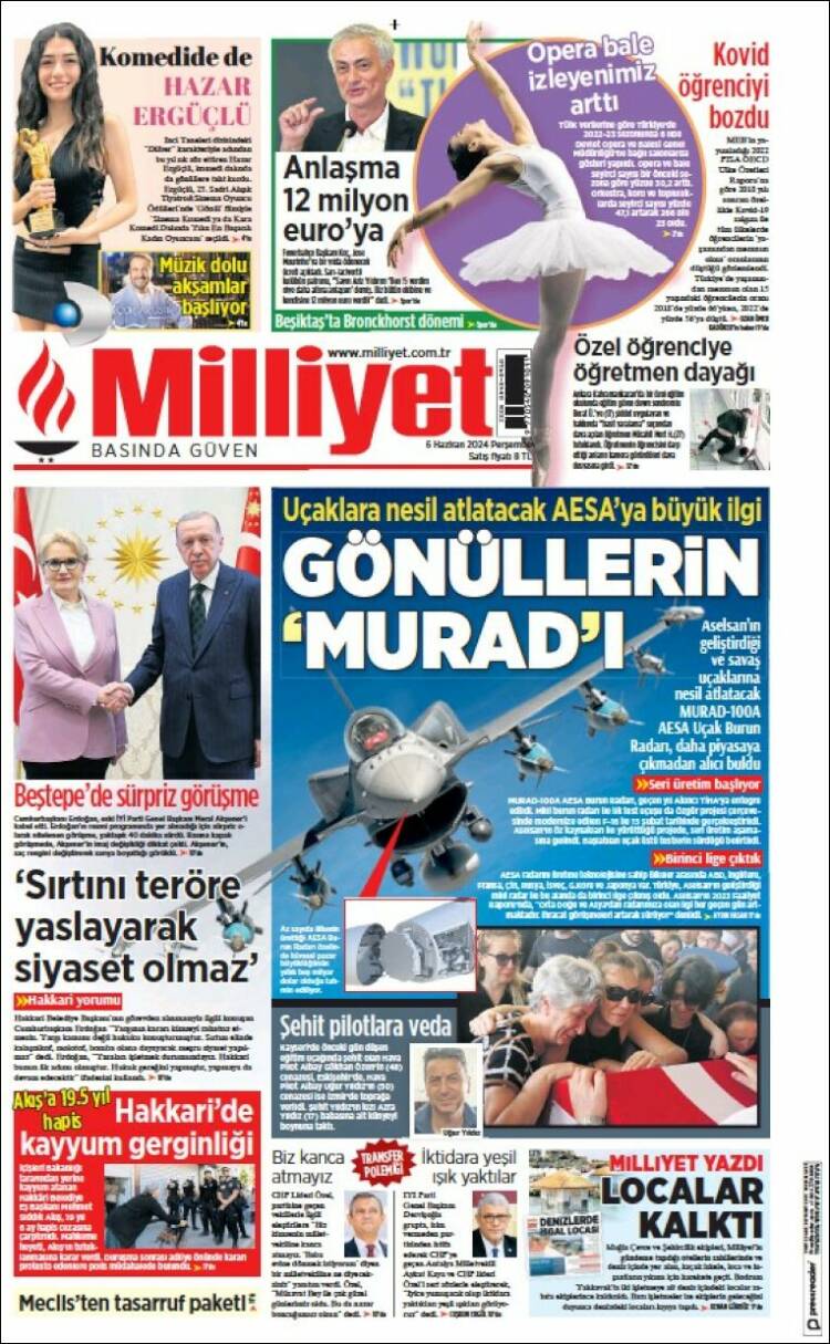 Portada de Milliyet (Turqu&iacute;a)