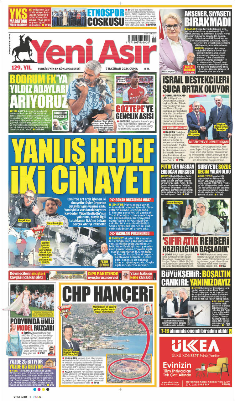 Portada de Yeni Asır (Turqu&iacute;a)
