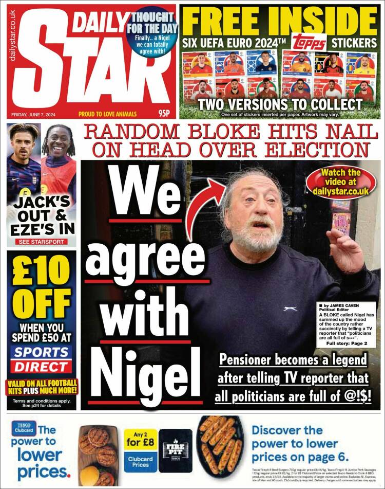Portada de Daily Star (Reino Unido)