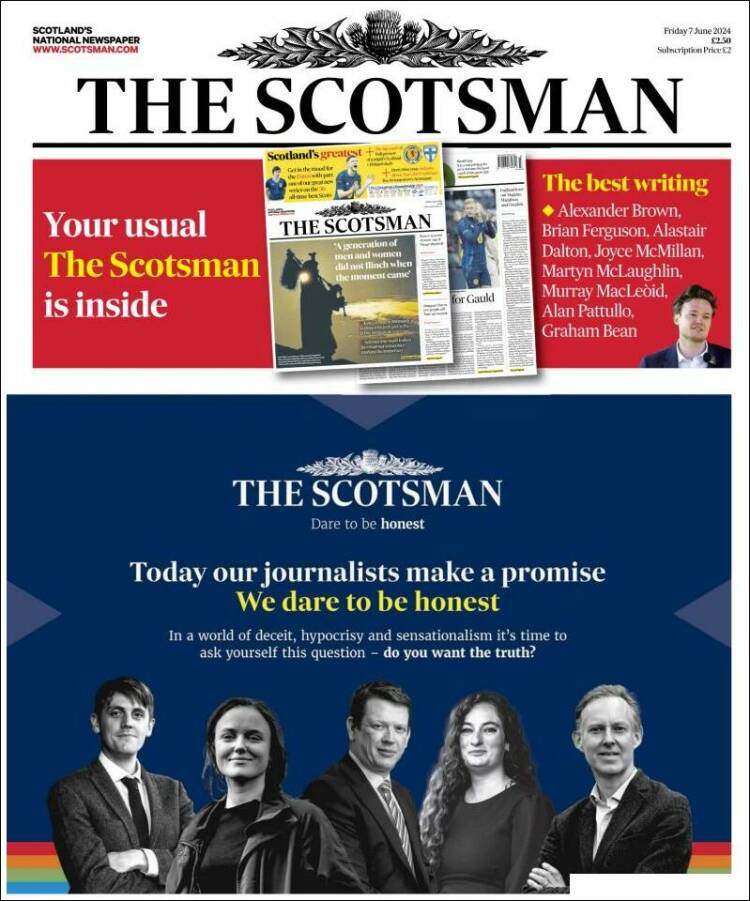 Portada de The Scotsman (Reino Unido)