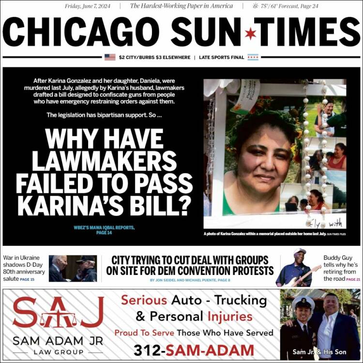 Portada de Chicago Sun-Times (USA)