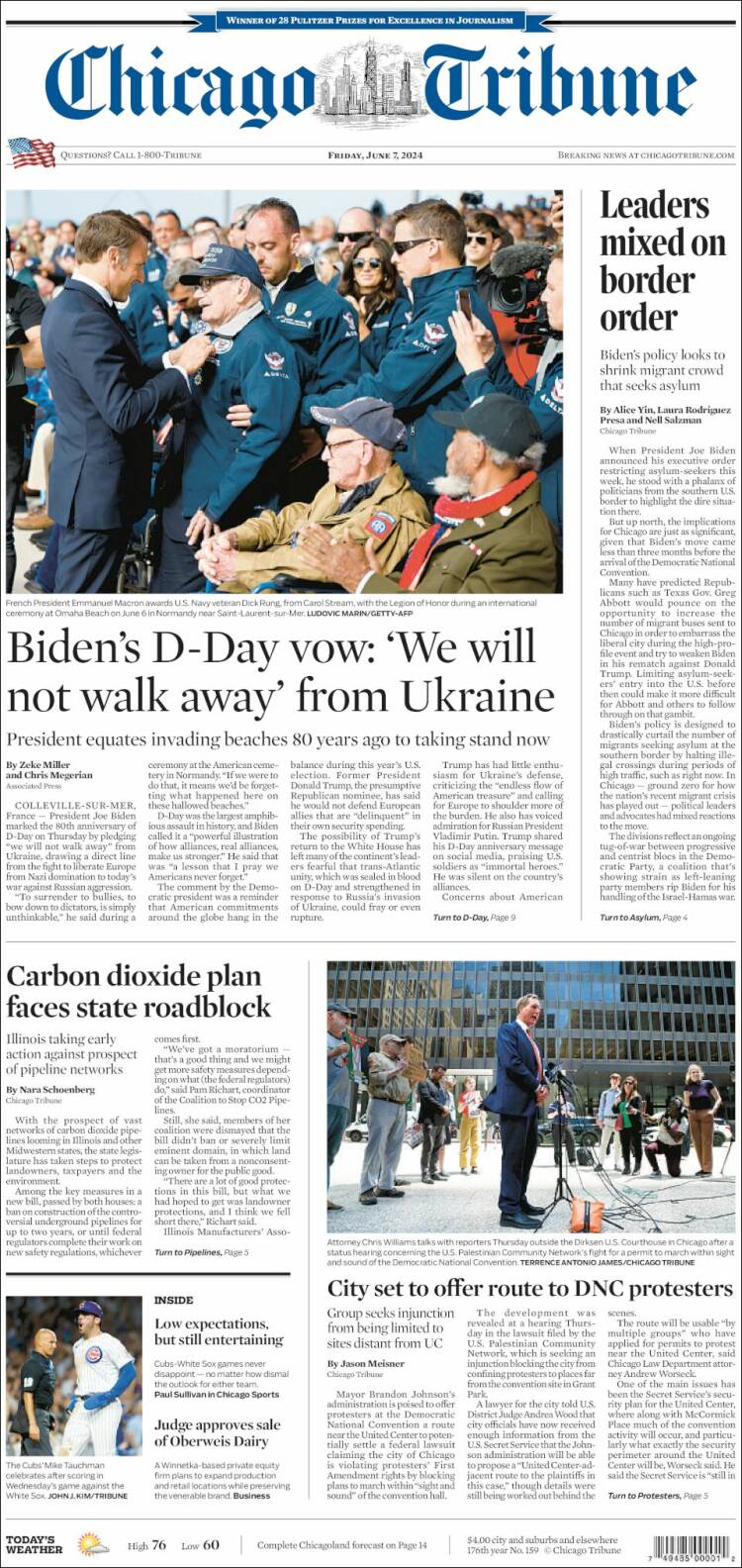 Portada de Chicago Tribune (USA)