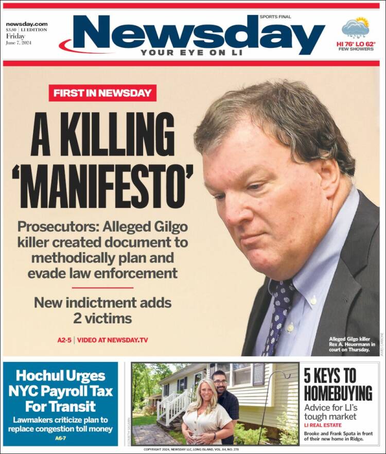 Portada de Newsday (USA)