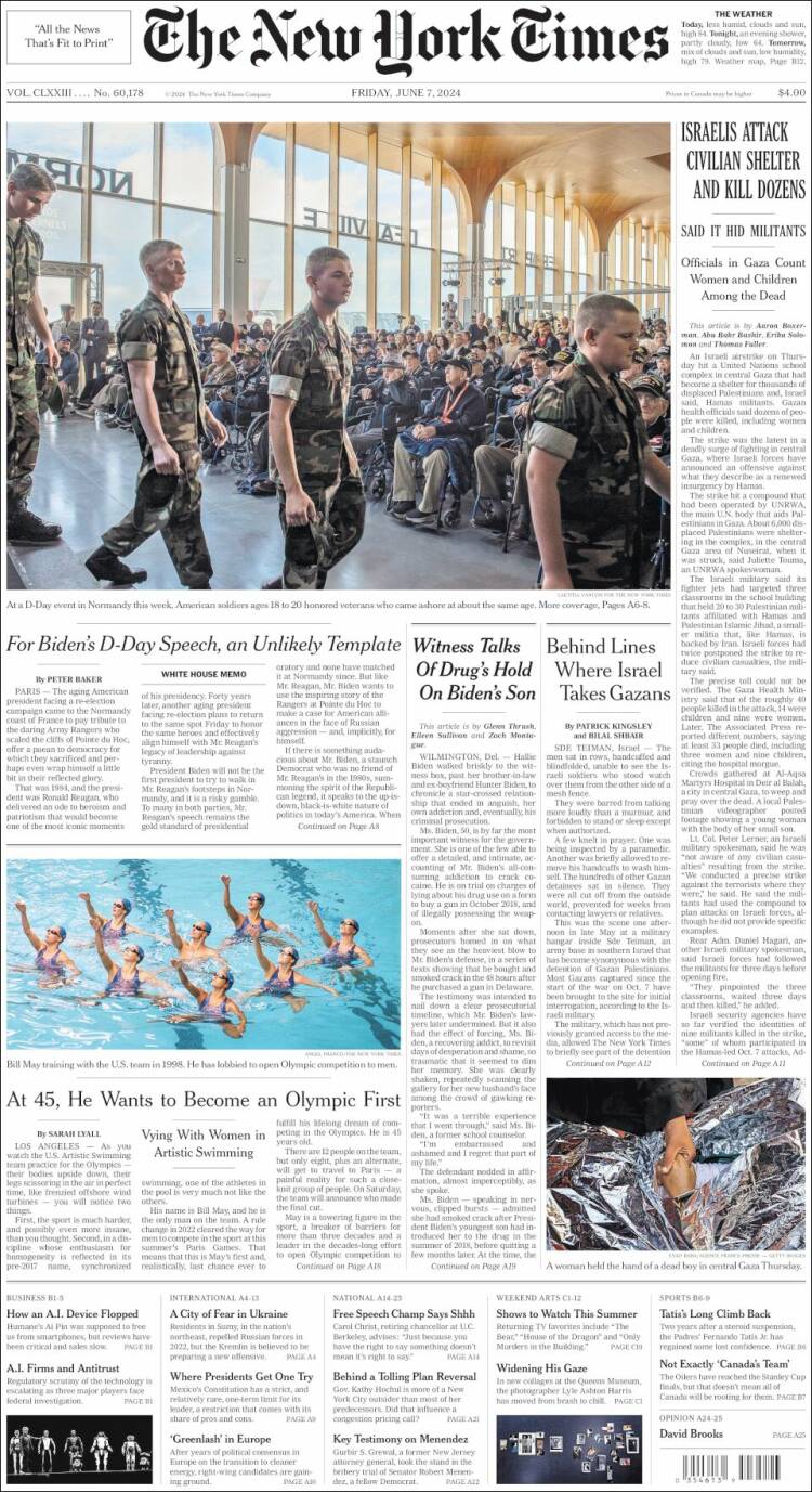Portada de New York Times (USA)