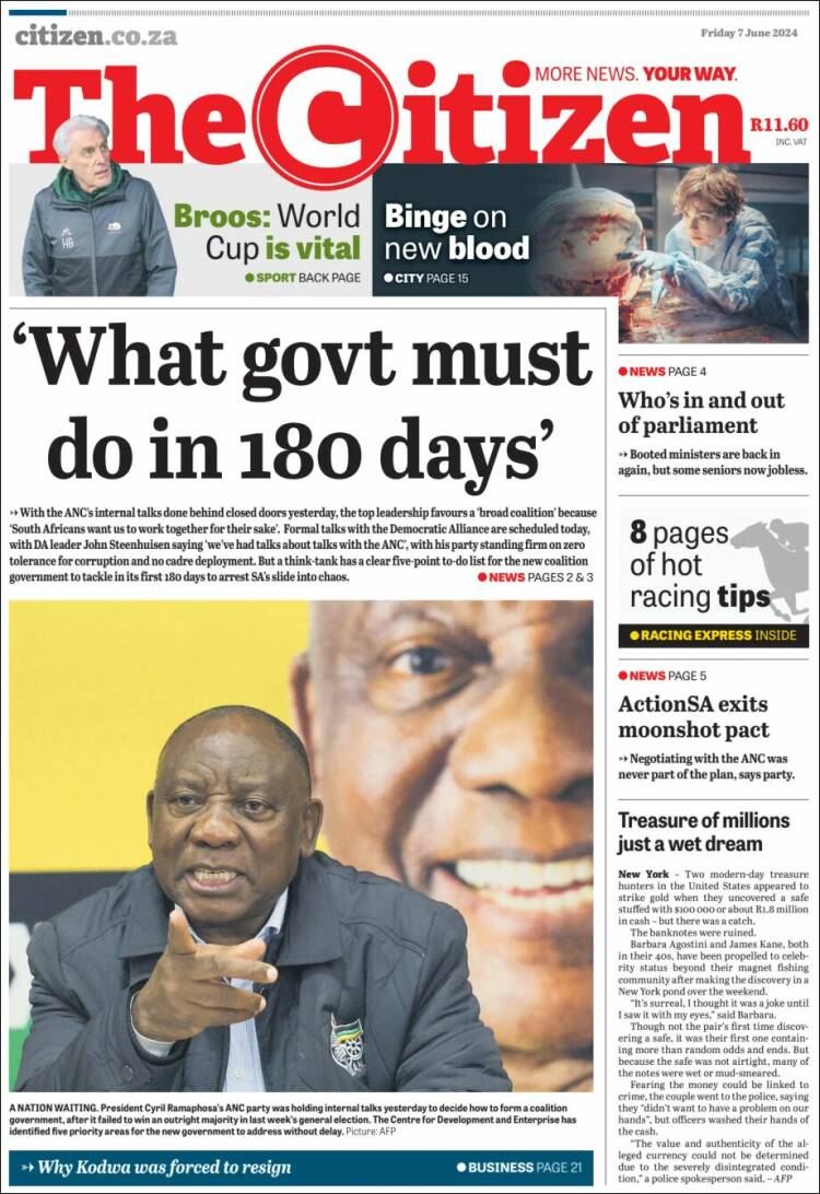 Portada de The Citizen (Sud&aacute;frica)