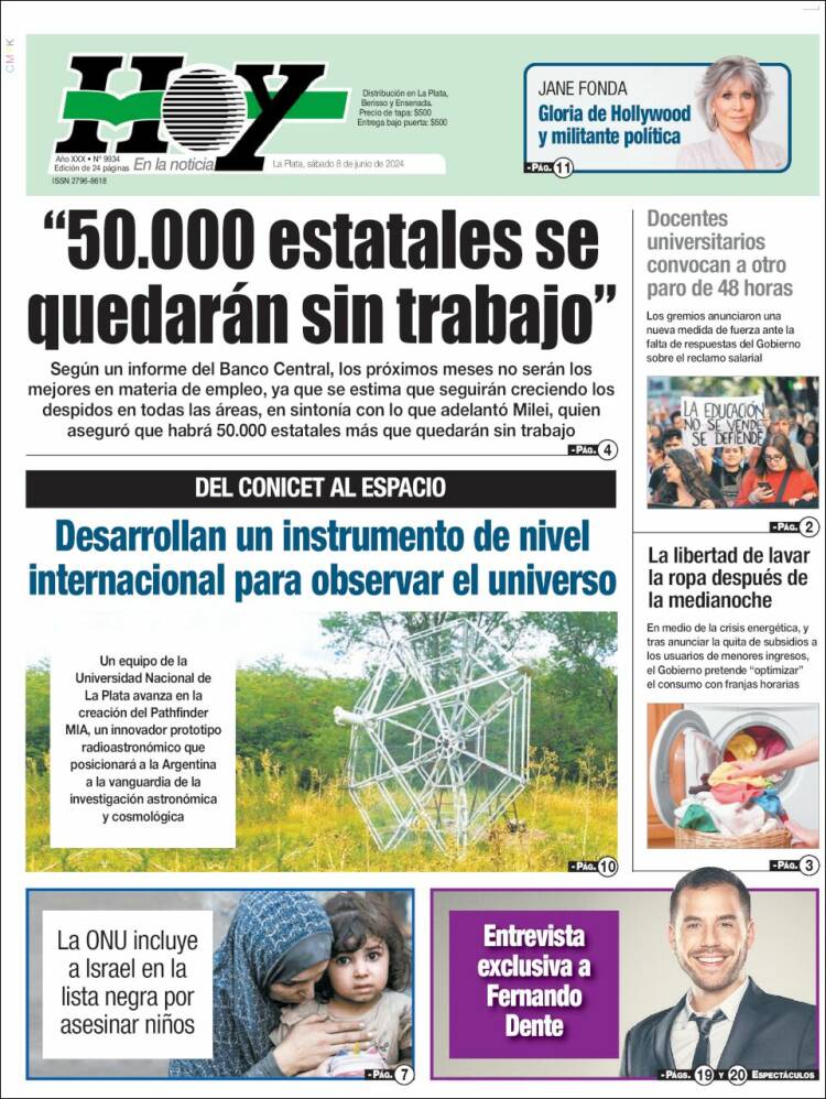 Portada de Diario Hoy (Argentina)