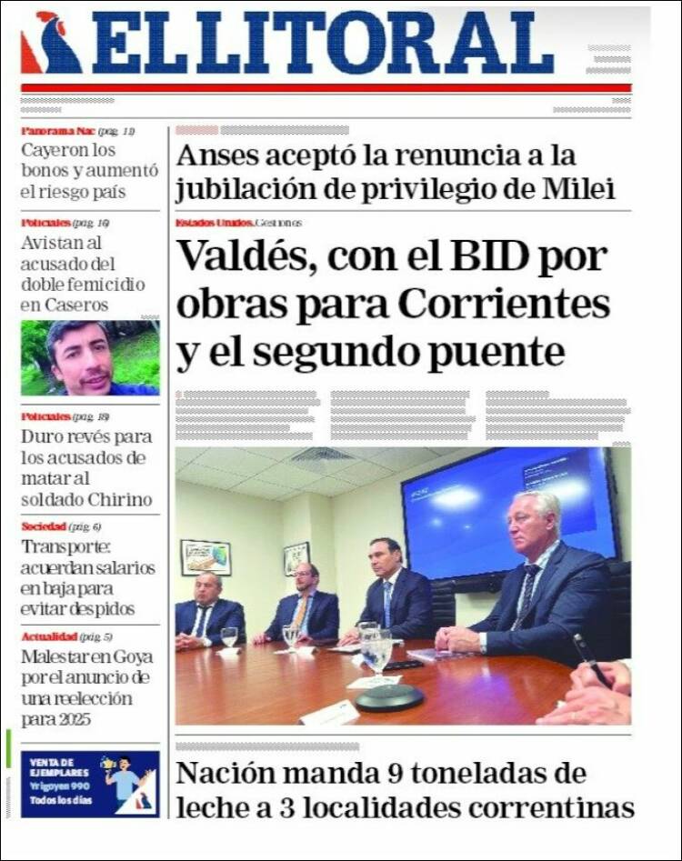 Portada de El Litoral Corrientes (Argentina)