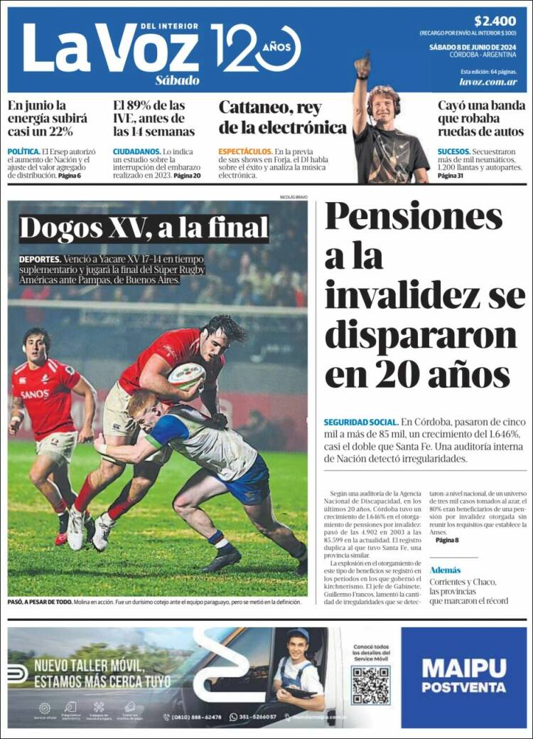 Portada de La Voz del Interior (Argentina)