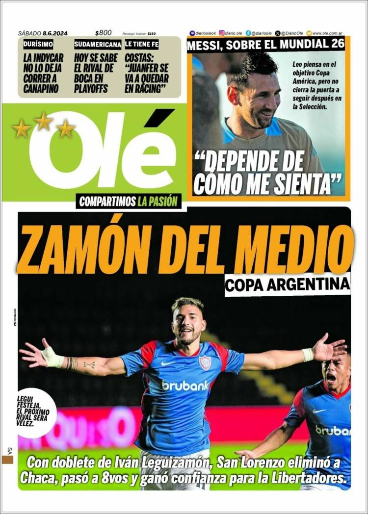 Portada de Olé (Argentina)