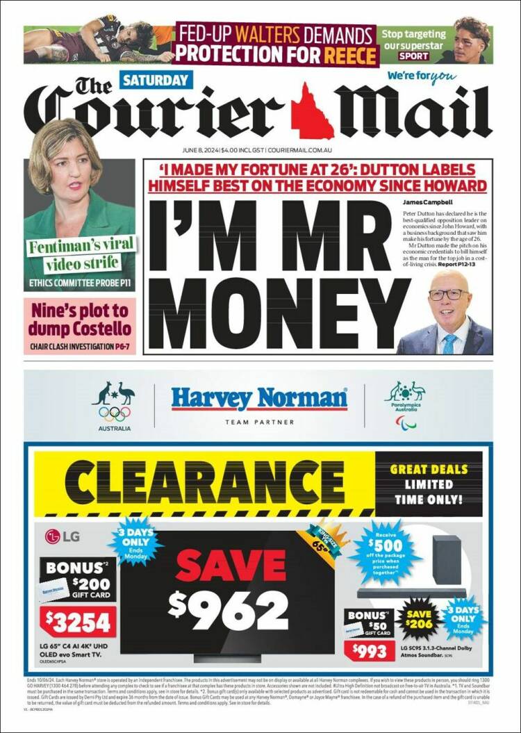 Portada de The Courier-Mail (Australia)