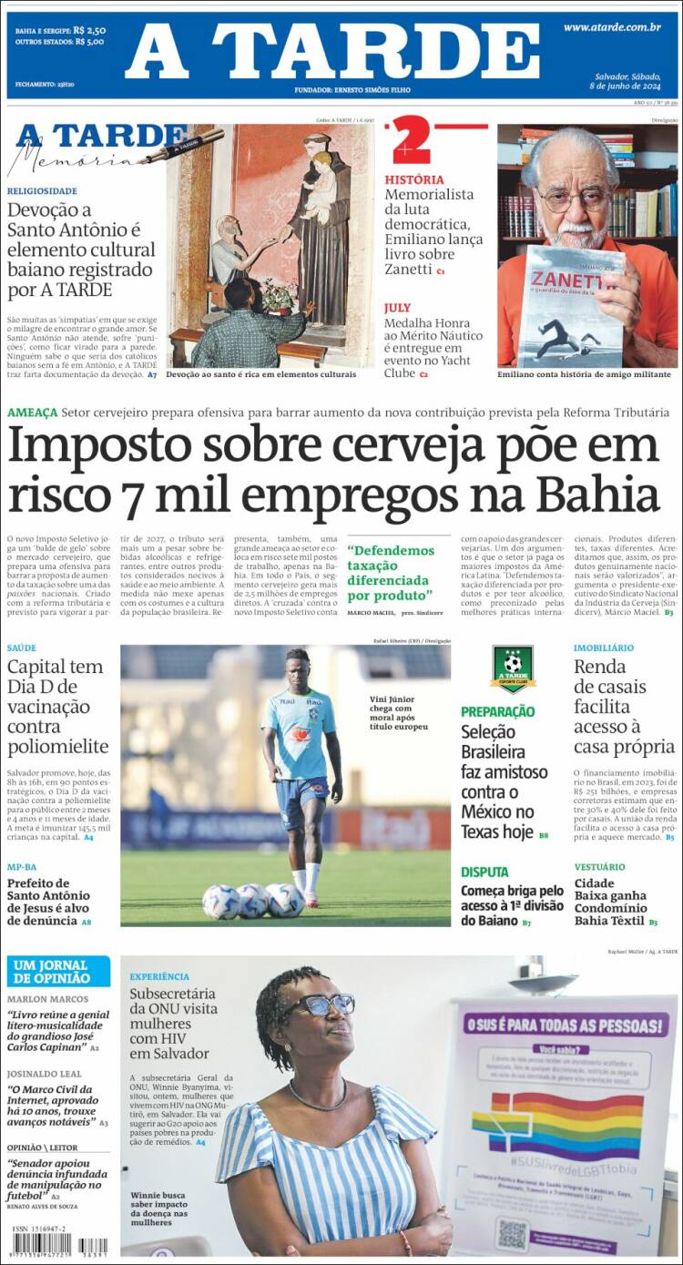 Portada de Diário A Tarde (Brasil)