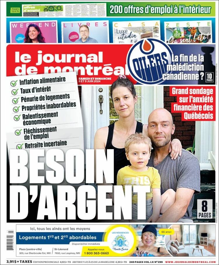Portada de Le Journal de Montréal (Canadá)