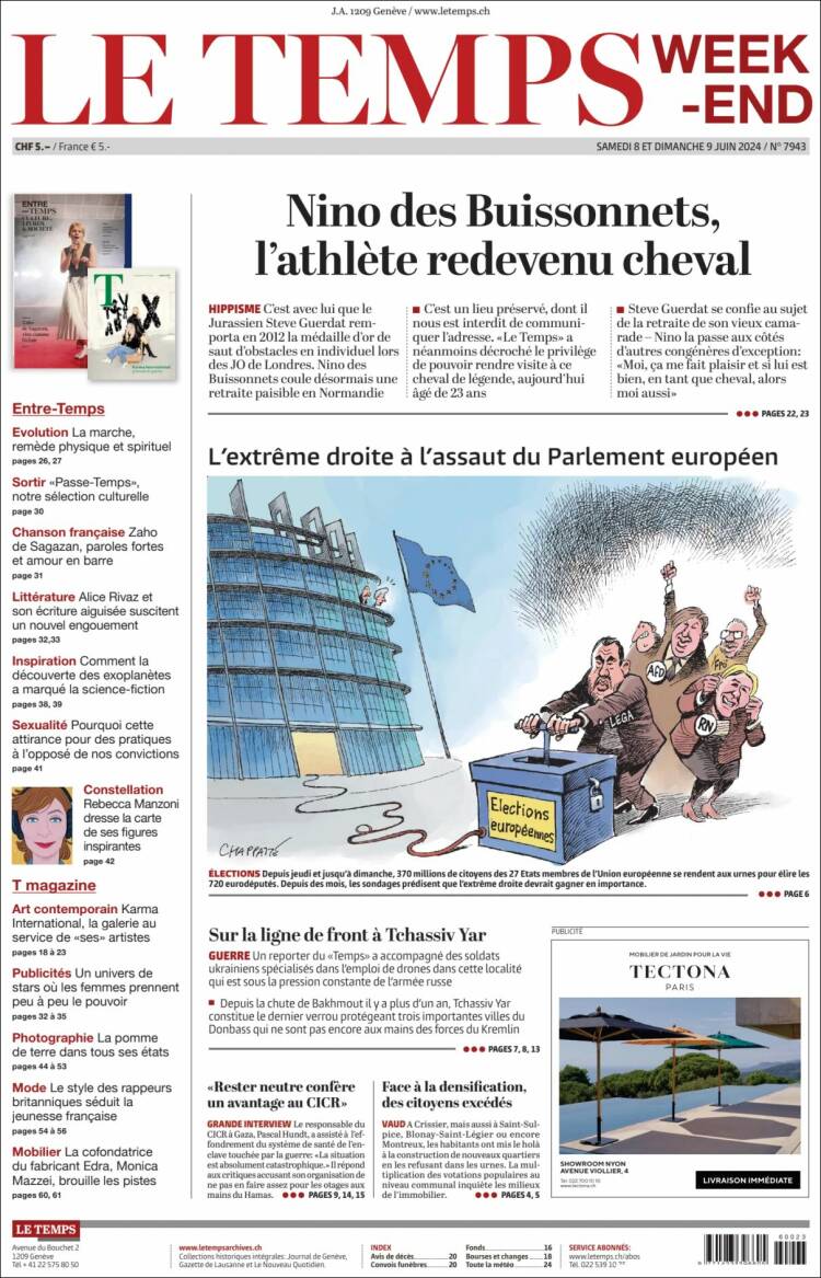 Portada de Le Matin (Suiza)
