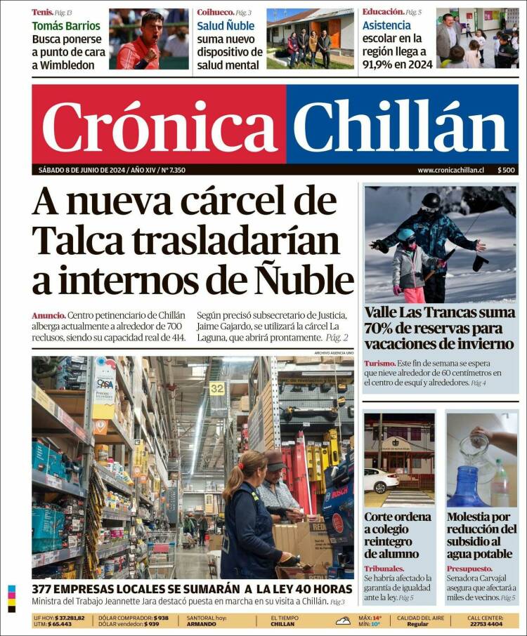 Portada de Crónica Chillán (Chile)
