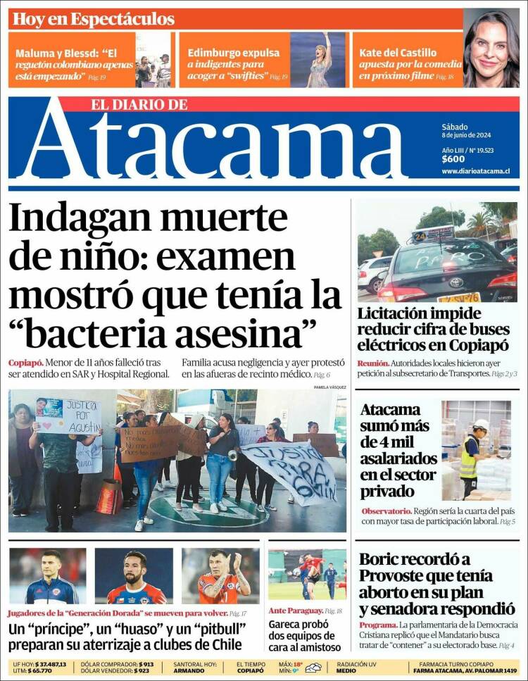 Portada de Diario de Atacama (Chile)
