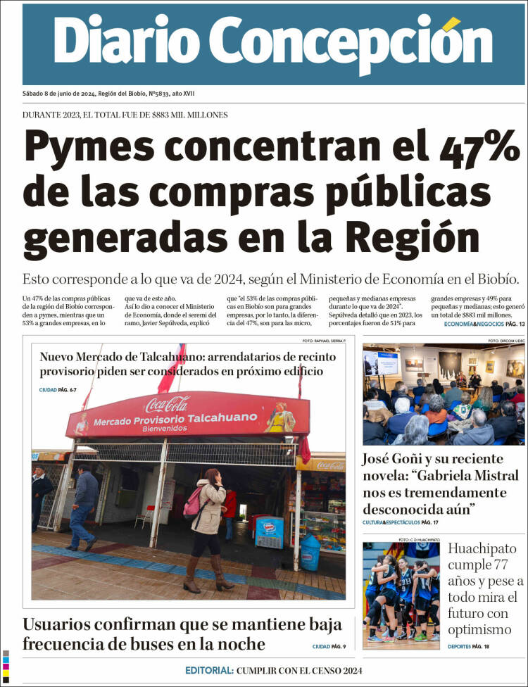 Portada de Diario de Concepción (Chile)