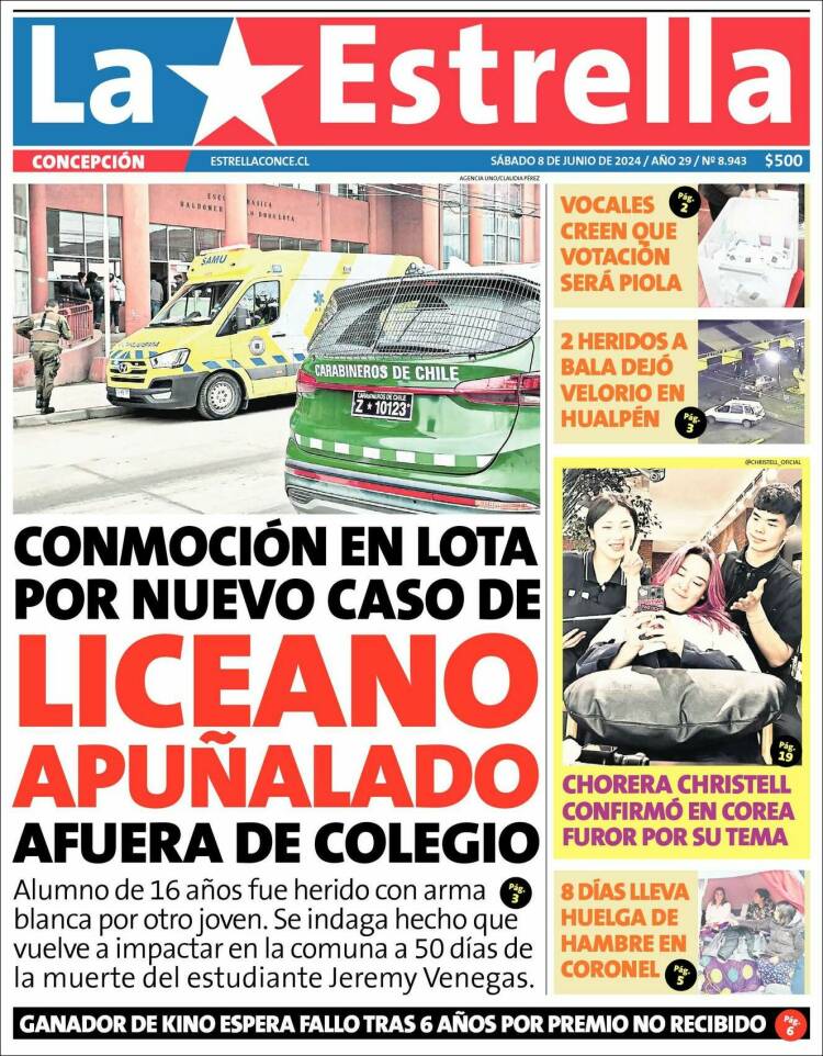 Portada de La Estrella de Concepción (Chile)