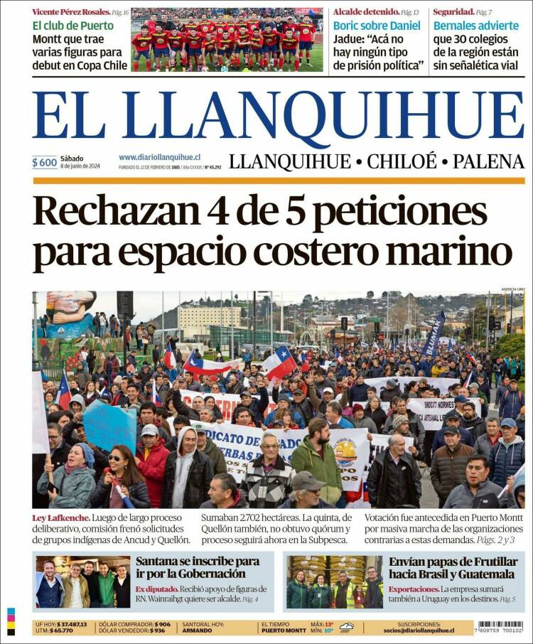 Portada de El Llanquihue (Chile)