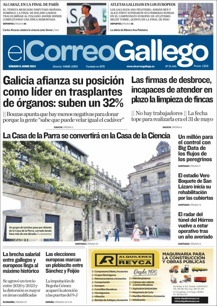 Portada de El Correo Gallego (España)