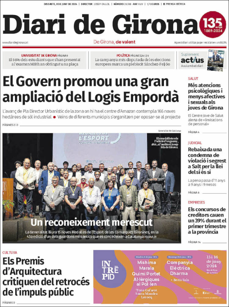 Portada de Diari de Girona (España)