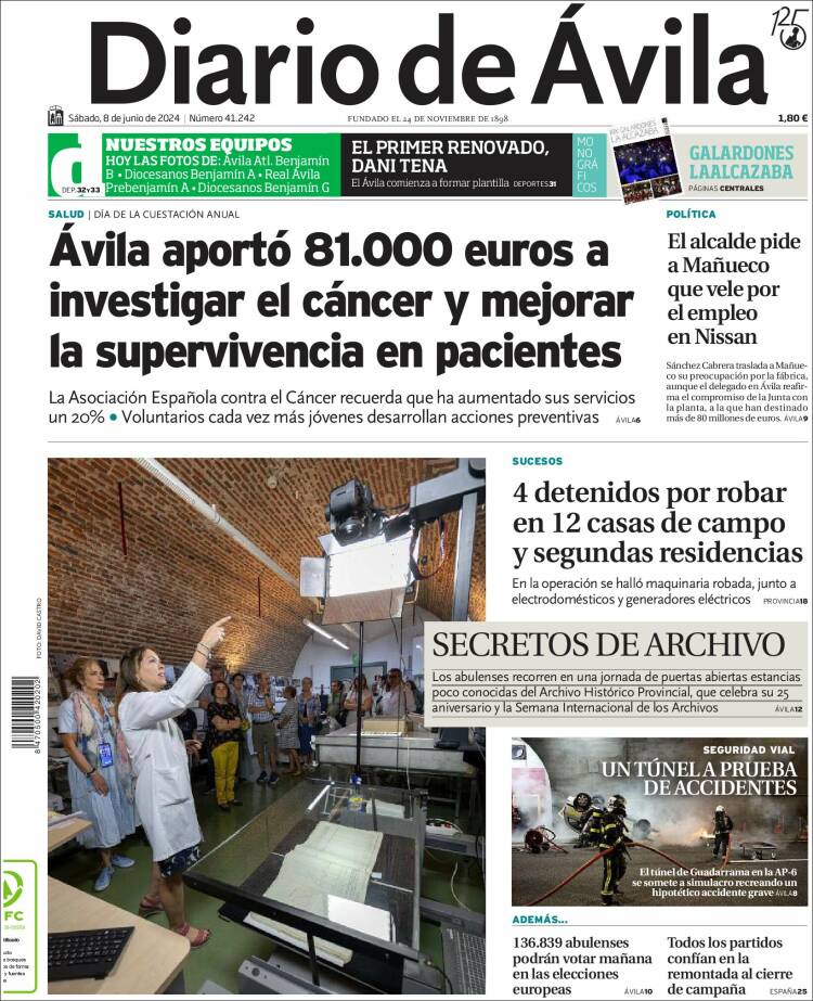 Portada de Diario de Ávila (España)
