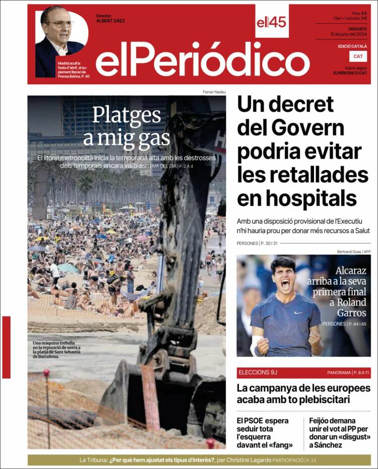 Portada de El Periódico de Catalunya (España)