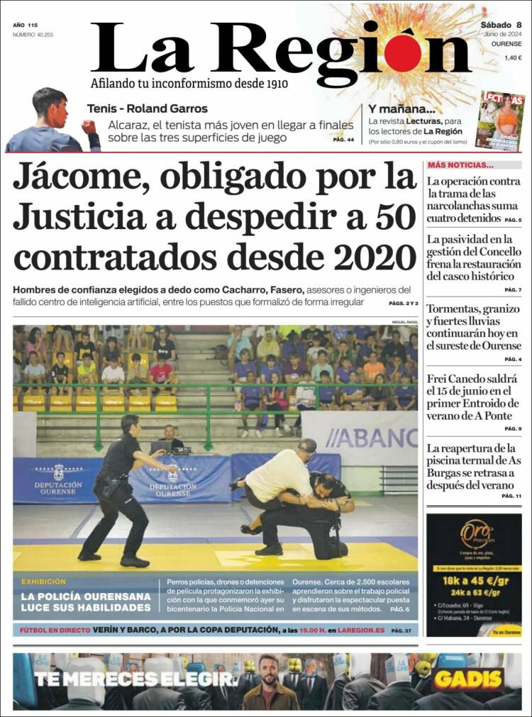 Portada de La Región de Ourense (España)