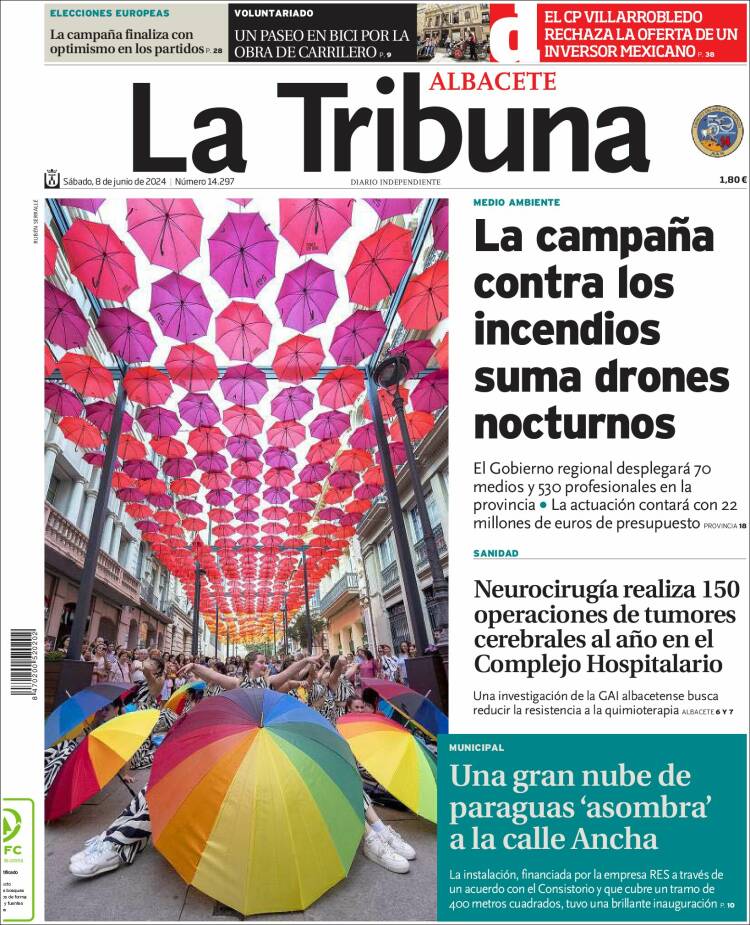 Portada de La Tribuna de Albacete (España)