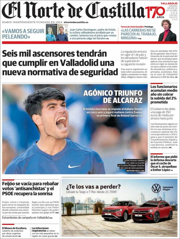 Portada de Norte de Castilla - Valladolid (España)
