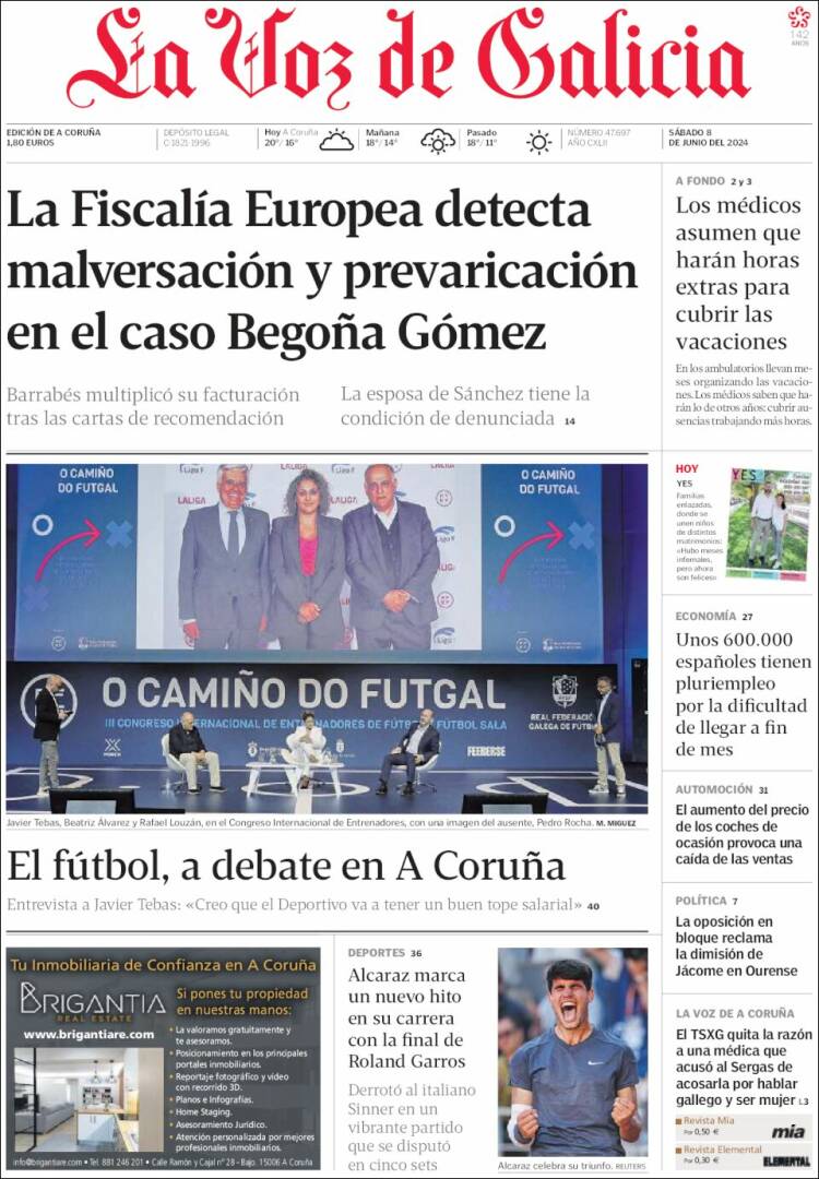 Portada de La Voz de Galicia (España)