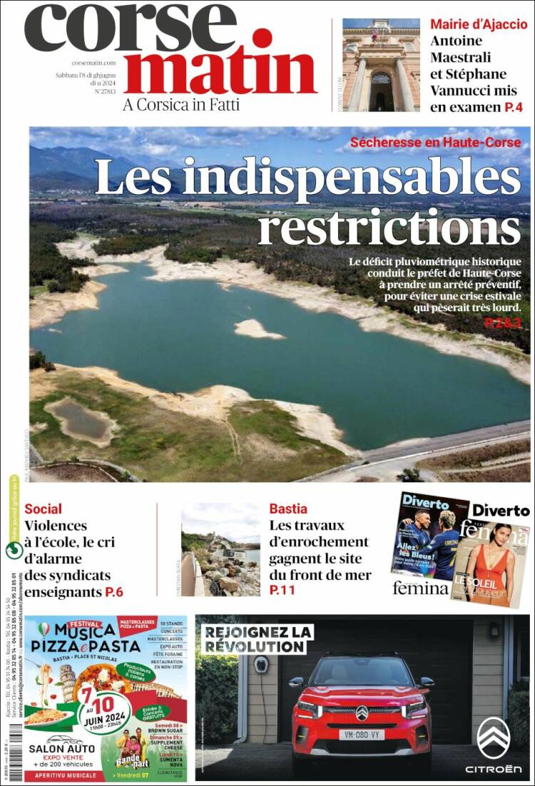Portada de Corse-Matin (Francia)