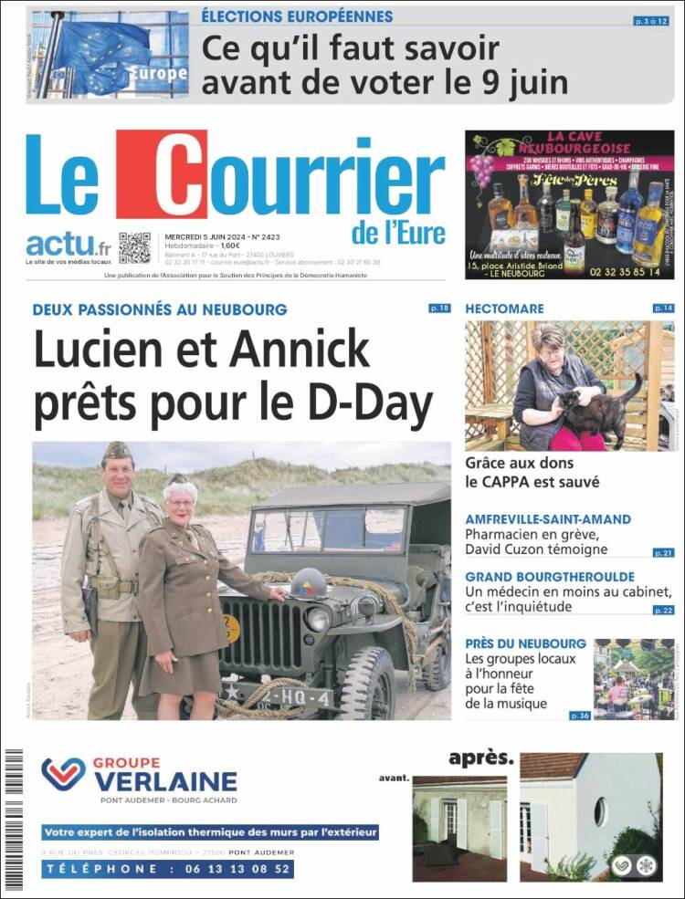 Portada de Le Courrier de l'Ouest (Francia)